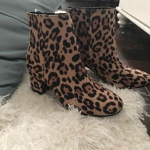 Leopard ankle booties.